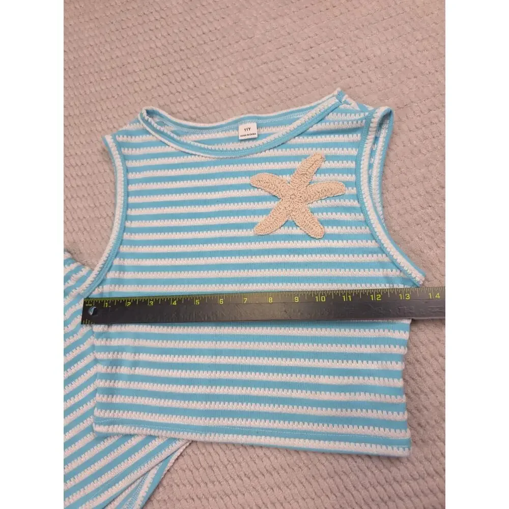 Girls 2 Piece Set Size 11 Starfish Patterned Shorts & Tank Set